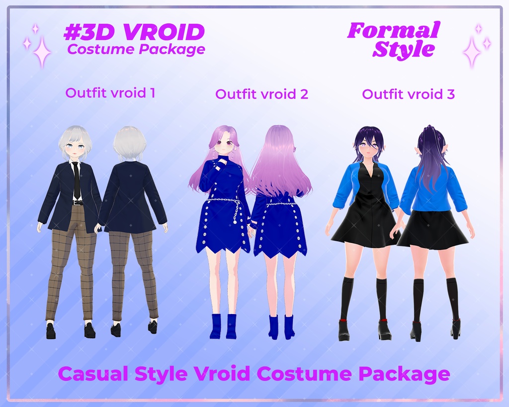 3D VRoid Outfit Pack Formal Style Chic & Elegant Business Fashion for VRoid Models | VRoid Clothes, VRoid Costume, VRoid Fashion