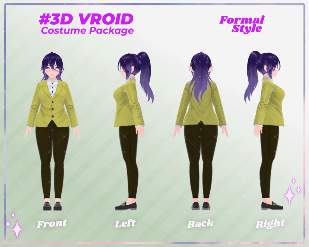 3D VRoid Outfit Pack Formal Style Elegant & Professional Dresses for VRoid Models | VRoid Clothes, VRoid Costume, VRoid Fashion