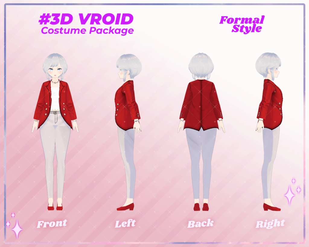 3D VRoid Outfit Pack Formal Style Elegant Red Evening & Business Attire for VRoid Models | VRoid Clothes, VRoid Costume, VRoid Fashion