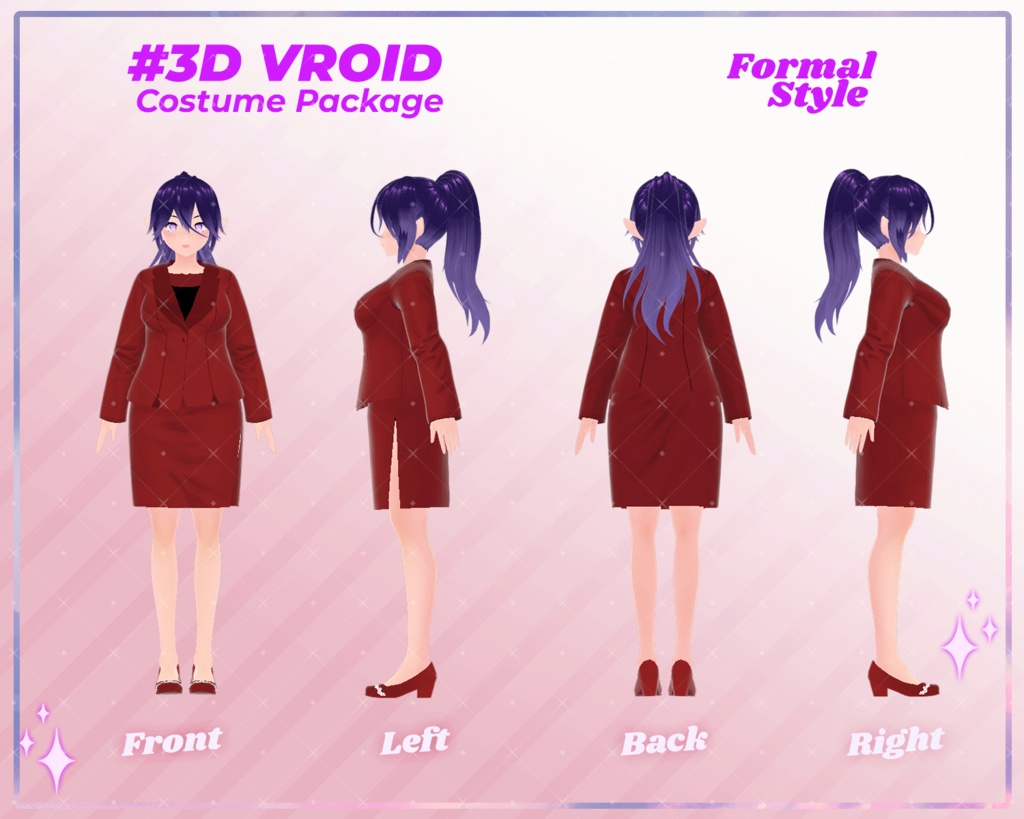 3D VRoid Outfit Pack Formal Style Elegant Red Evening & Business Attire for VRoid Models | VRoid Clothes, VRoid Costume, VRoid Fashion