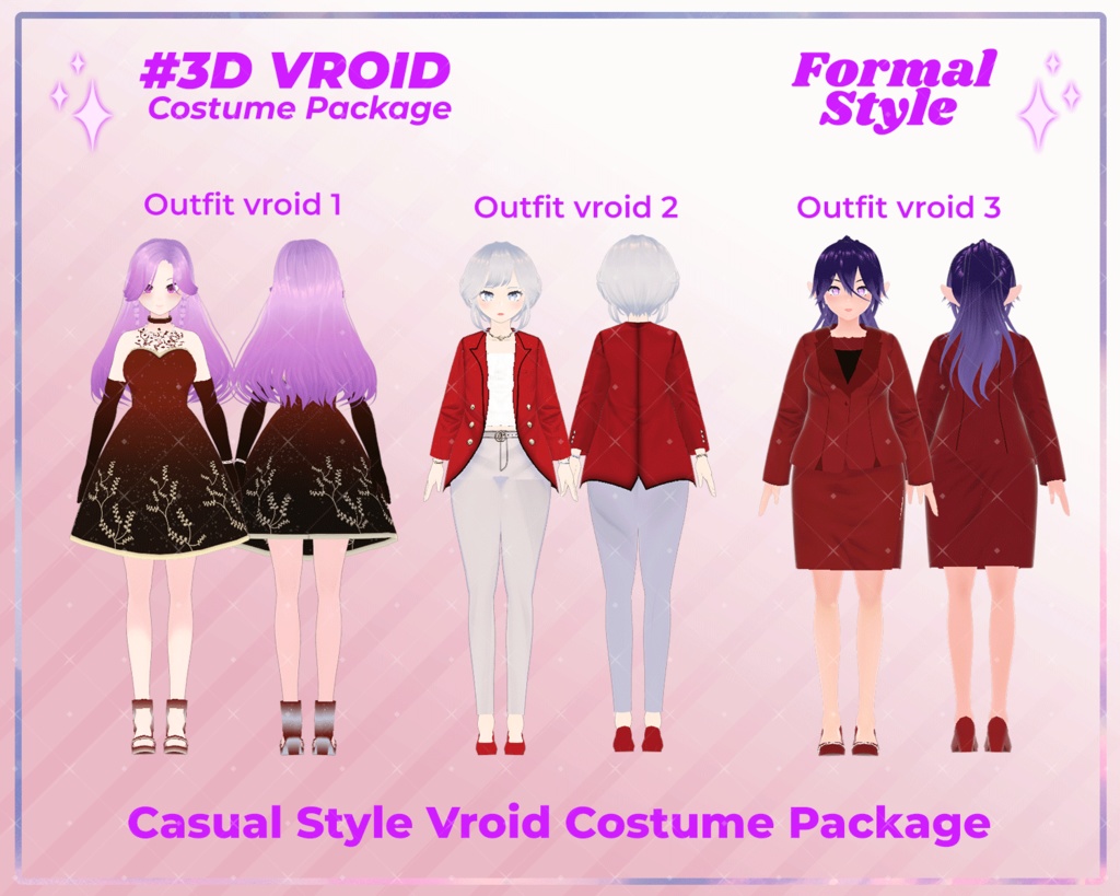 3D VRoid Outfit Pack Formal Style Elegant Red Evening & Business Attire for VRoid Models | VRoid Clothes, VRoid Costume, VRoid Fashion