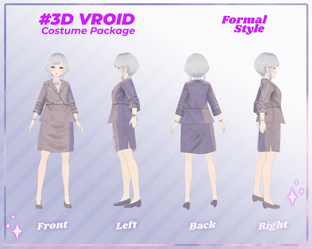 3D VRoid Outfit Pack Formal Style Elegant Businesswear & Professional Attire for VRoid Models | VRoid Clothes, VRoid Suit, VRoid Fashion
