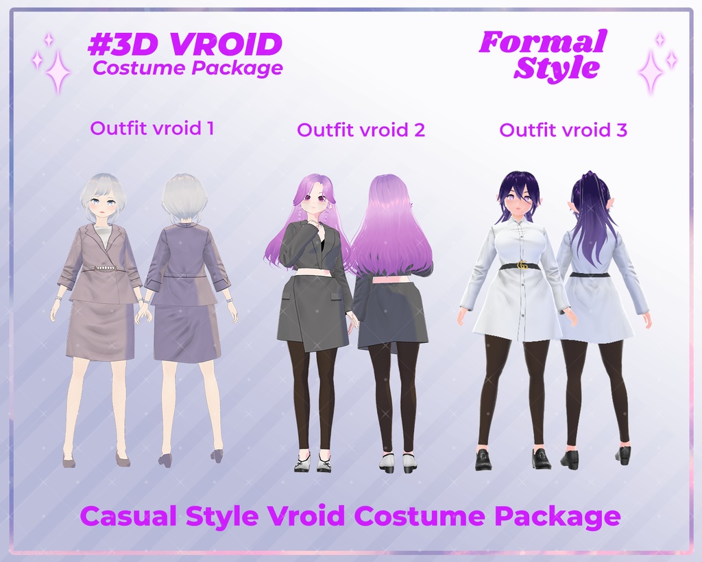 3D VRoid Outfit Pack Formal Style Elegant Businesswear & Professional Attire for VRoid Models | VRoid Clothes, VRoid Suit, VRoid Fashion