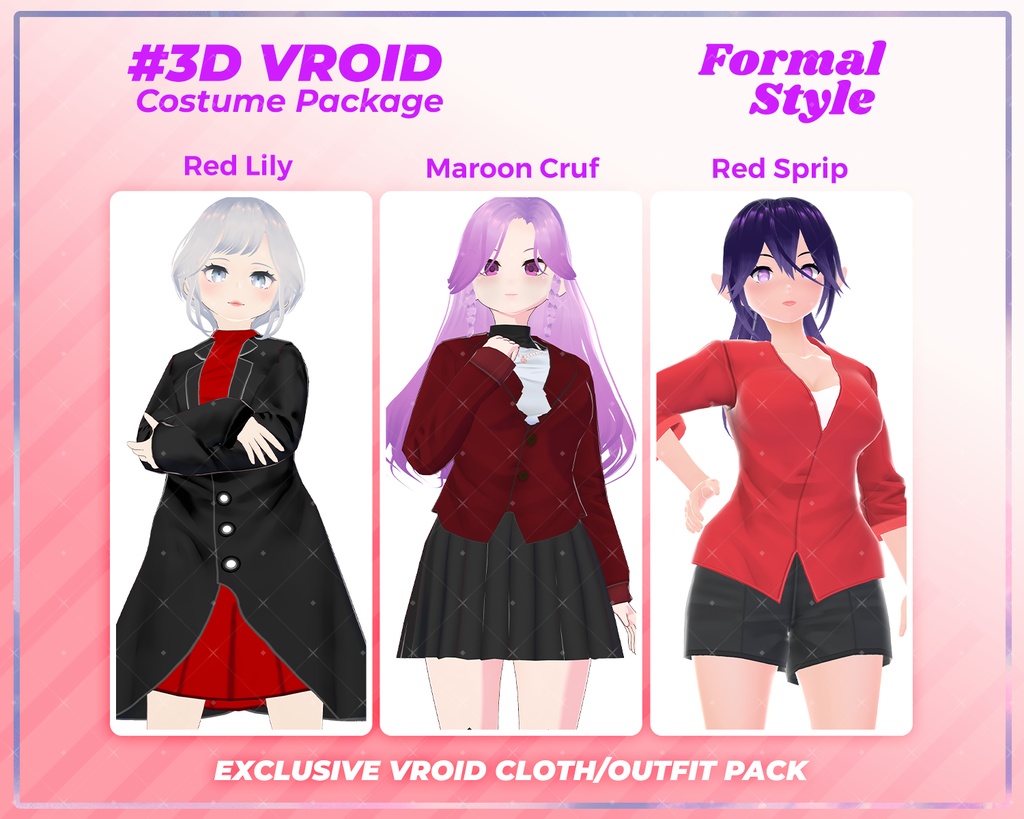 3D VRoid Outfit Pack Bold & Stylish Formal Wear for VRoid Models | VRoid Clothes, VRoid Costume, VRoid Fashion