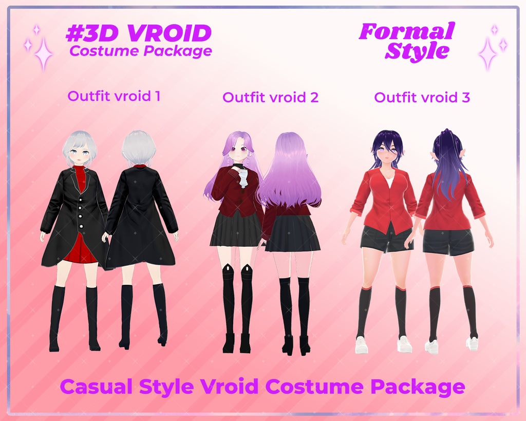 3D VRoid Outfit Pack Bold & Stylish Formal Wear for VRoid Models | VRoid Clothes, VRoid Costume, VRoid Fashion