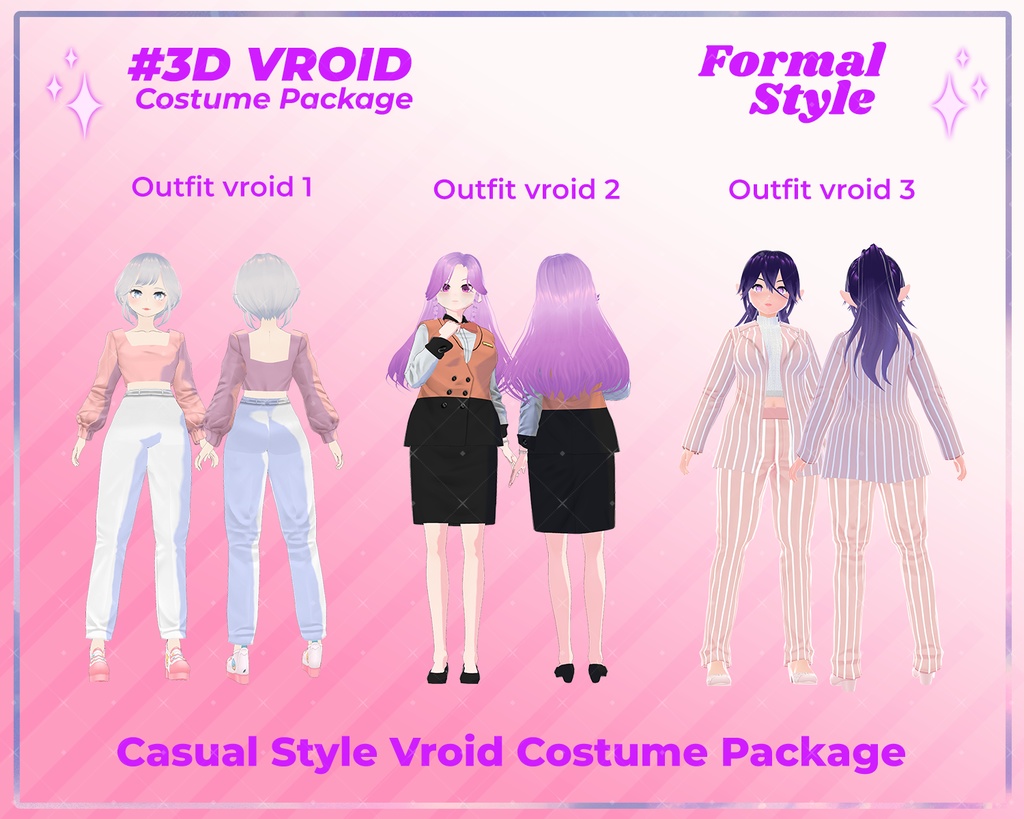 3D VRoid Outfit Pack Elegant & Soft Pink Formal Wear for VRoid Models | VRoid Clothes, VRoid Costume, VRoid Fashion