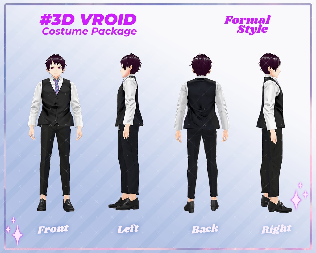 3D VRoid Outfit Pack Classic & Elegant Black Formal Suits for VRoid Models | VRoid Clothes, VRoid Costume, VRoid Fashion