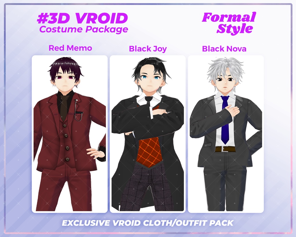 3D VRoid Outfit Pack Classic & Elegant Formal Suits for VRoid Models | VRoid Clothes, VRoid Costume, VRoid Fashion