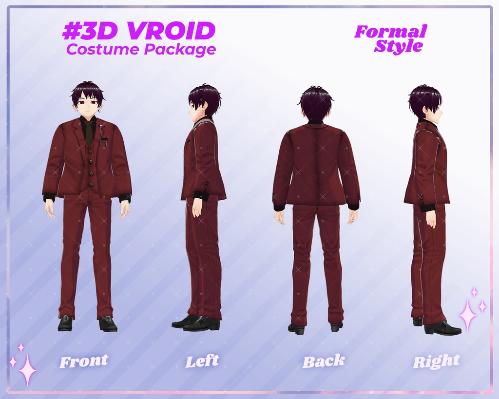 3D VRoid Outfit Pack Classic & Elegant Formal Suits for VRoid Models | VRoid Clothes, VRoid Costume, VRoid Fashion