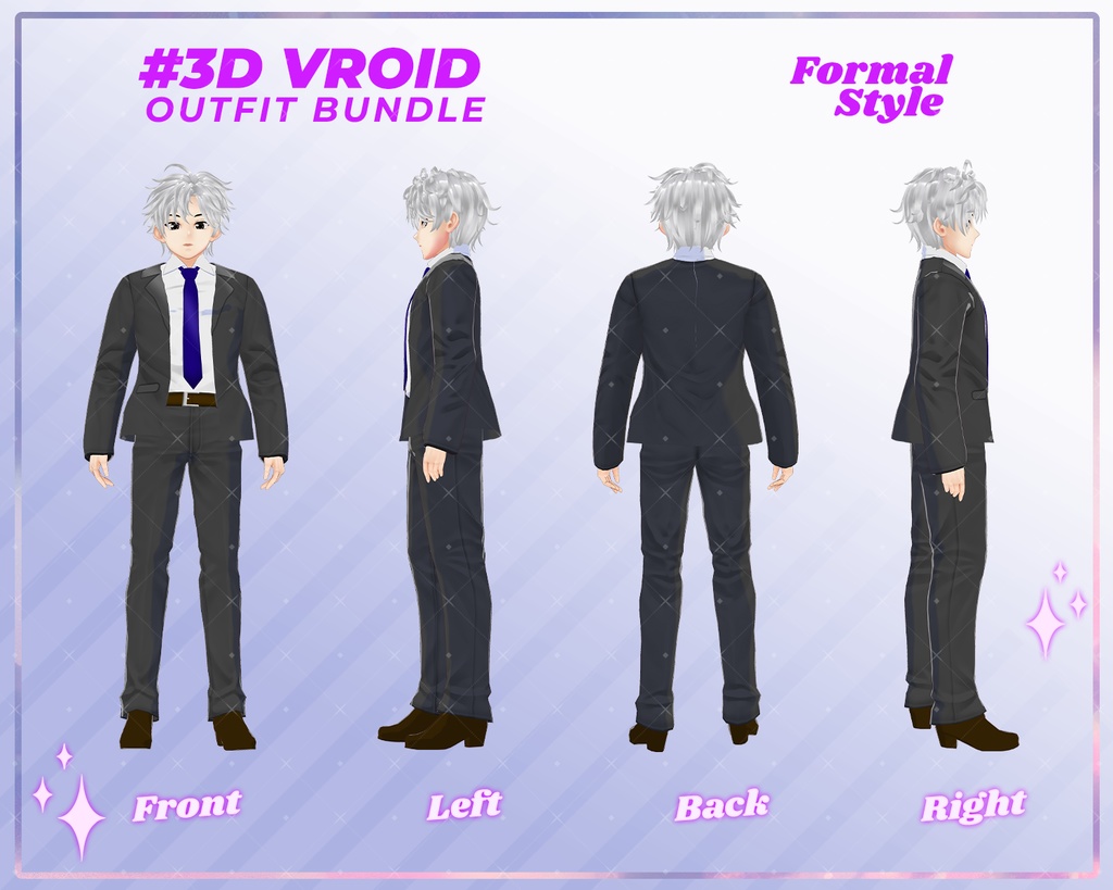 3D VRoid Outfit Pack Classic & Elegant Formal Suits for VRoid Models | VRoid Clothes, VRoid Costume, VRoid Fashion