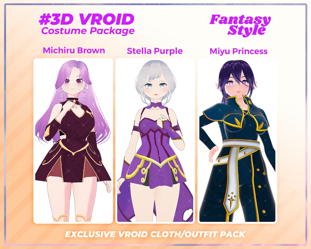 3D VRoid Outfit Pack Enchanted Fantasy Dresses & Warrior Attire for VRoid Models | VRoid Clothes, VRoid Costume, VRoid Fashion
