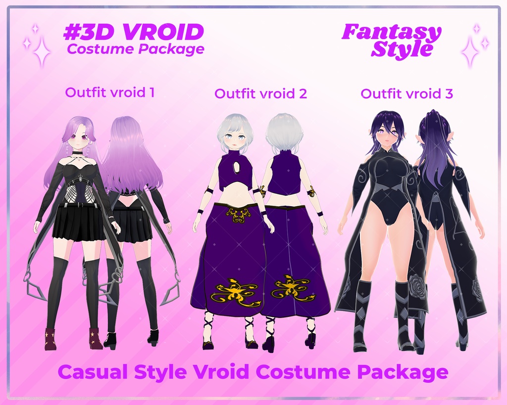 3D VRoid Outfit Pack Dark Enchanted Gothic & Sorceress Fashion for VRoid Models | VRoid Clothes, VRoid Costume, VRoid Fashion