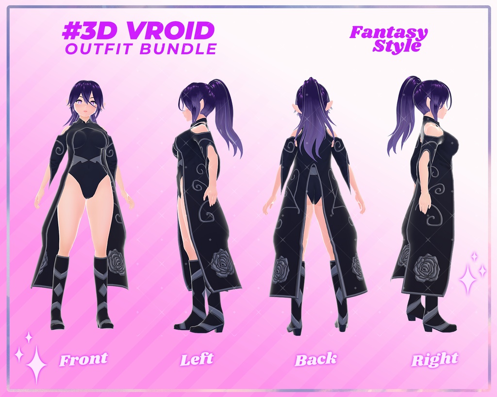 3D VRoid Outfit Pack Dark Enchanted Gothic & Sorceress Fashion for VRoid Models | VRoid Clothes, VRoid Costume, VRoid Fashion