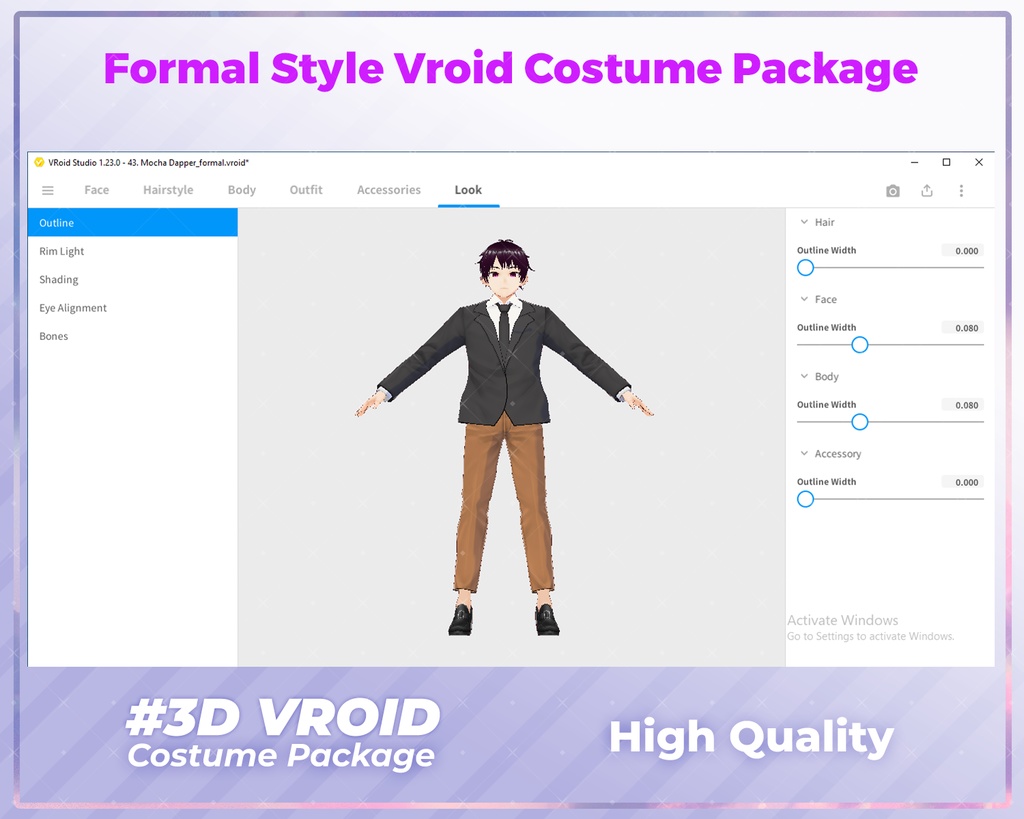 3D VRoid Outfit Pack Classic Formal Suit Collection for VRoid Models | VRoid Clothes, VRoid Business Attire, VRoid Fashion