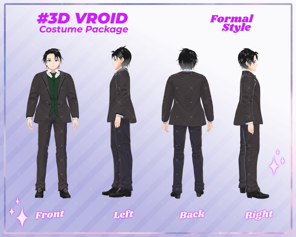 3D VRoid Outfit Pack Classic Formal Suit Collection for VRoid Models | VRoid Clothes, VRoid Business Attire, VRoid Fashion