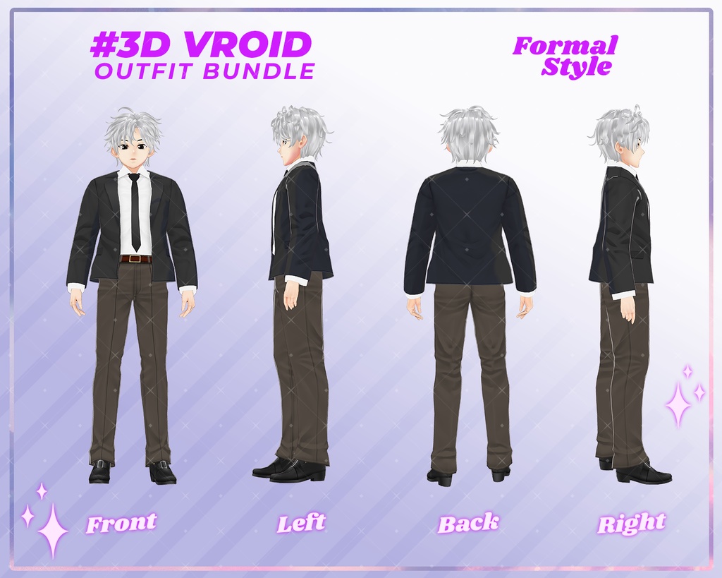 3D VRoid Outfit Pack Classic Formal Suit Collection for VRoid Models | VRoid Clothes, VRoid Business Attire, VRoid Fashion