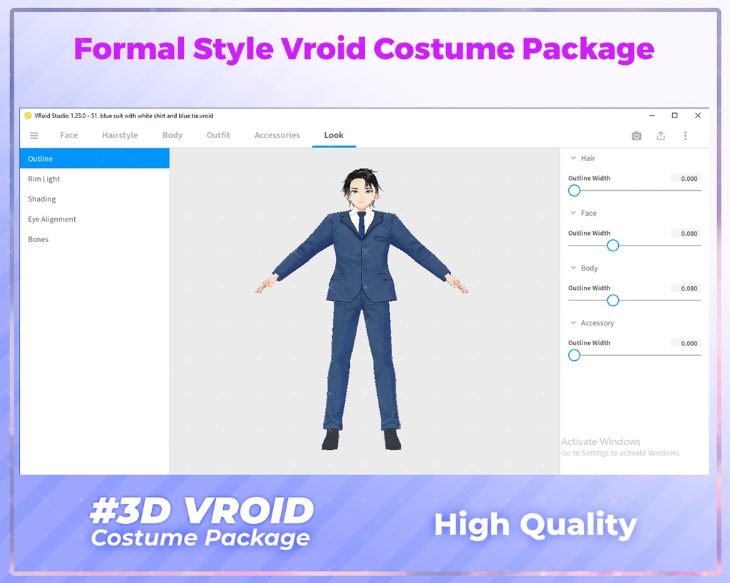 3D VRoid Outfit Pack Elegant Navy Suit Collection for VRoid Models | VRoid Clothes, VRoid Costume, VRoid Formal Fashion