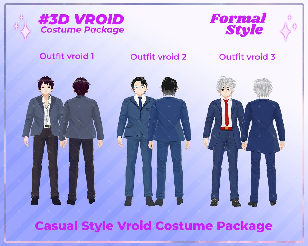 3D VRoid Outfit Pack Elegant Navy Suit Collection for VRoid Models | VRoid Clothes, VRoid Costume, VRoid Formal Fashion