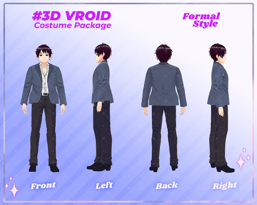 3D VRoid Outfit Pack Elegant Navy Suit Collection for VRoid Models | VRoid Clothes, VRoid Costume, VRoid Formal Fashion
