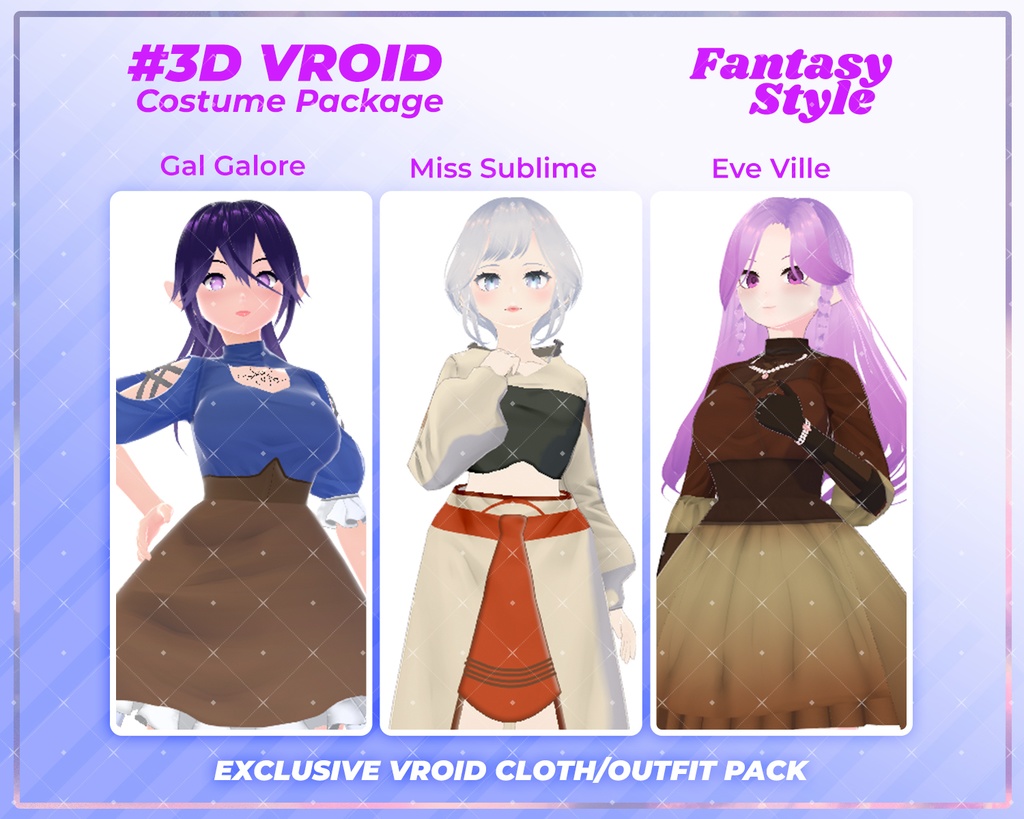 3D VRoid Outfit Pack Enchanting Fantasy Dresses for VRoid Models | VRoid Clothes, VRoid Costume, VRoid Fantasy Fashion