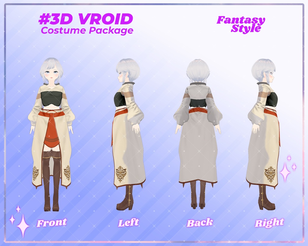 3D VRoid Outfit Pack Enchanting Fantasy Dresses for VRoid Models | VRoid Clothes, VRoid Costume, VRoid Fantasy Fashion