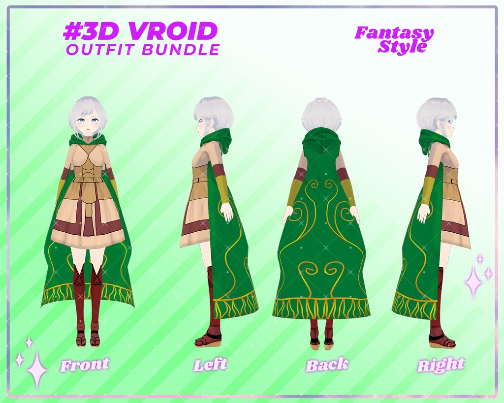 3D VRoid Outfit Pack Mystic Forest Fantasy Attire for VRoid Models | VRoid Clothes, VRoid Costume, VRoid Fantasy Fashion