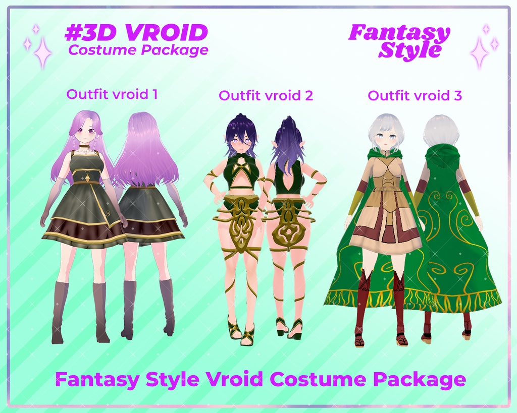 3D VRoid Outfit Pack Mystic Forest Fantasy Attire for VRoid Models | VRoid Clothes, VRoid Costume, VRoid Fantasy Fashion
