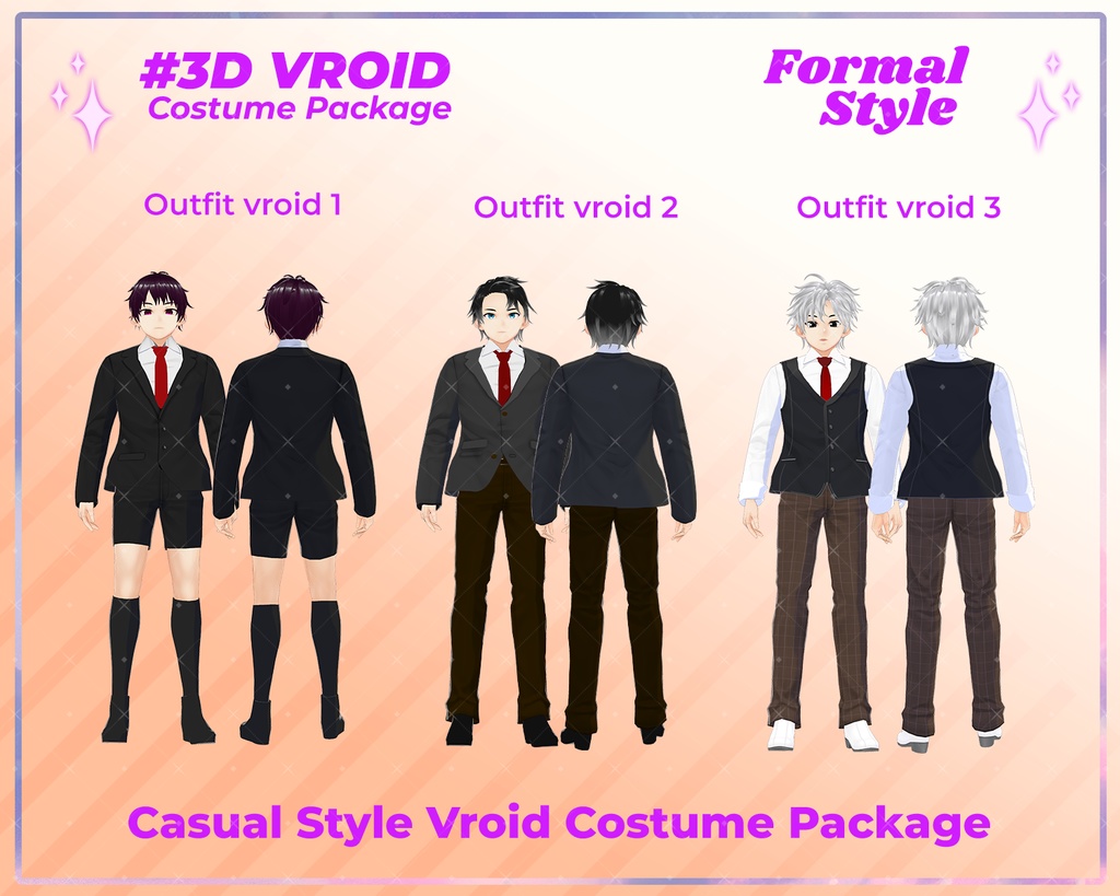 3D VRoid Outfit Pack Elegant Formal Attire for VRoid Models | VRoid Clothes, VRoid Costume, VRoid Business Fashion