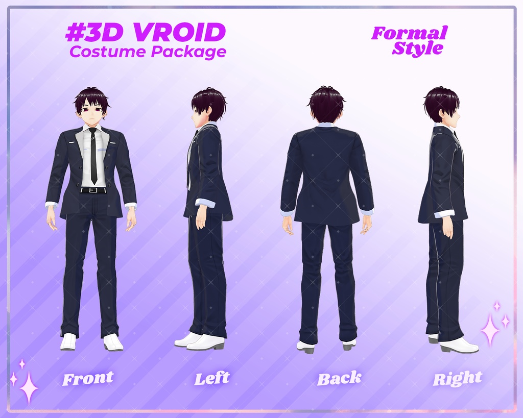 3D VRoid Outfit Pack Stylish Business Suits for VRoid Models | VRoid Clothes, VRoid Costume, VRoid Professional Wear