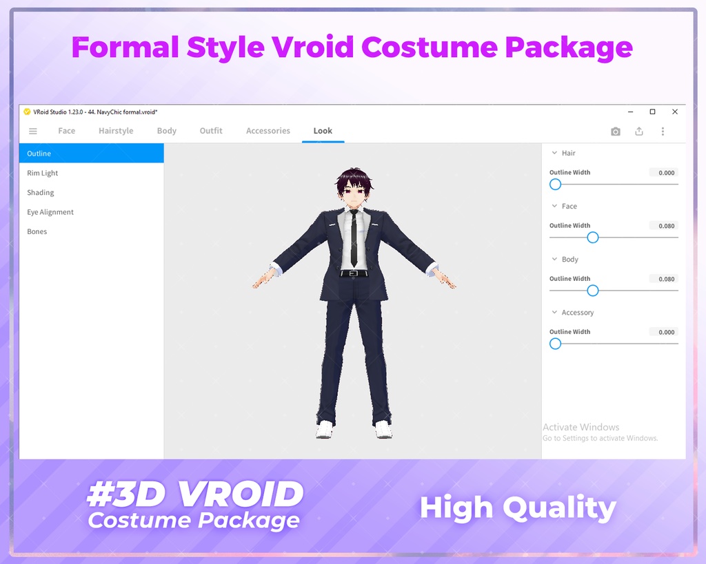 3D VRoid Outfit Pack Stylish Business Suits for VRoid Models | VRoid Clothes, VRoid Costume, VRoid Professional Wear