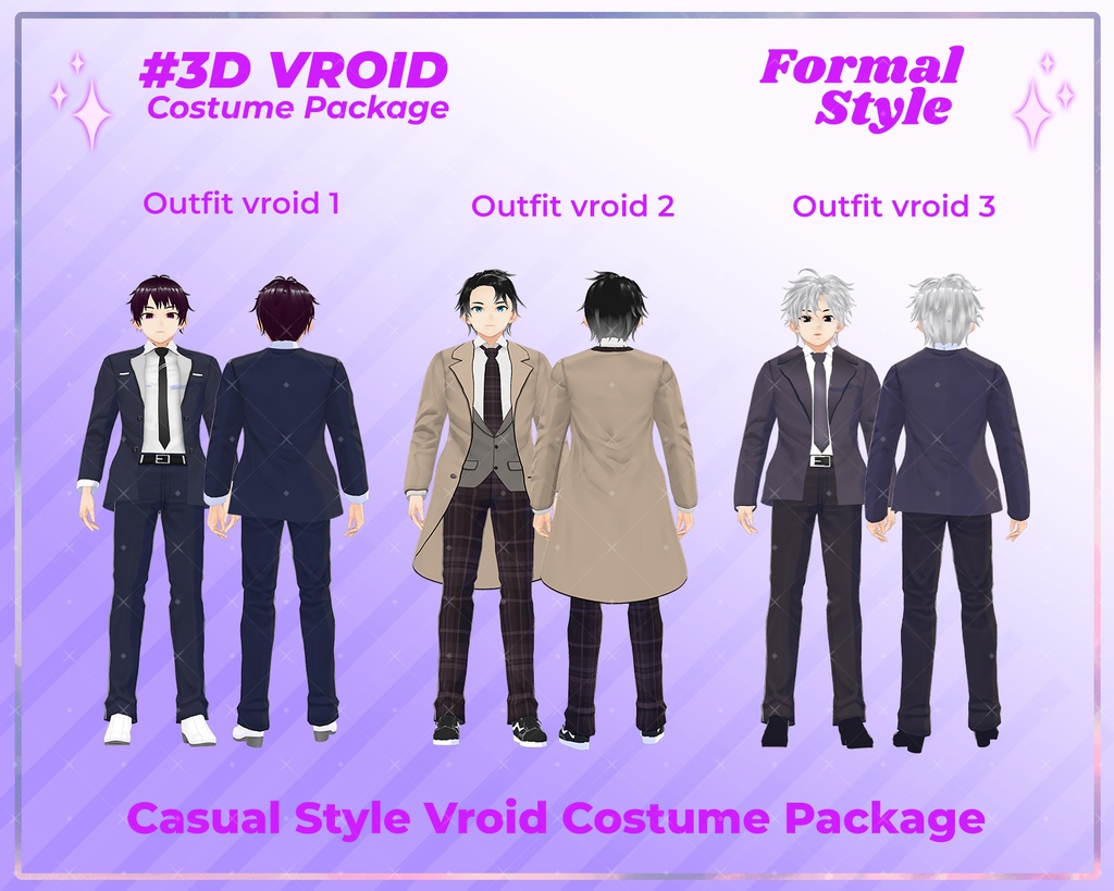 3D VRoid Outfit Pack Stylish Business Suits for VRoid Models | VRoid Clothes, VRoid Costume, VRoid Professional Wear