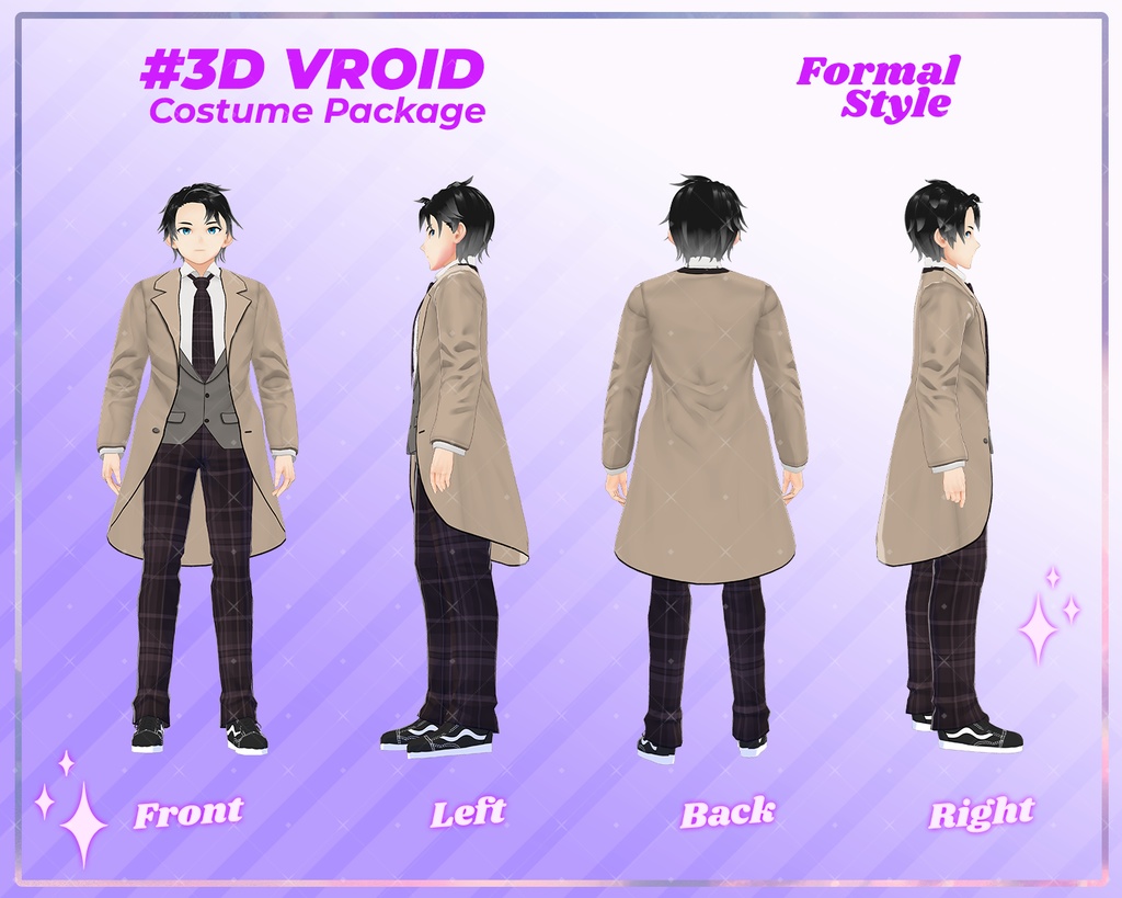 3D VRoid Outfit Pack Stylish Business Suits for VRoid Models | VRoid Clothes, VRoid Costume, VRoid Professional Wear