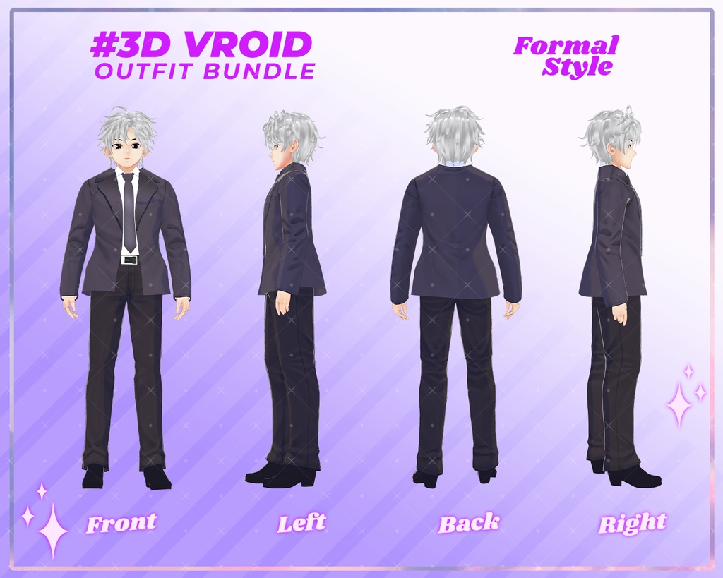 3D VRoid Outfit Pack Stylish Business Suits for VRoid Models | VRoid Clothes, VRoid Costume, VRoid Professional Wear
