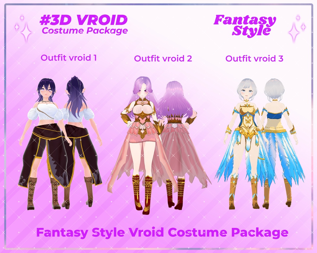 3D VRoid Outfit Pack Enchanted Princess Fantasy Wear for VRoid Models | VRoid Clothes, VRoid Costume, VRoid Fantasy Fashion