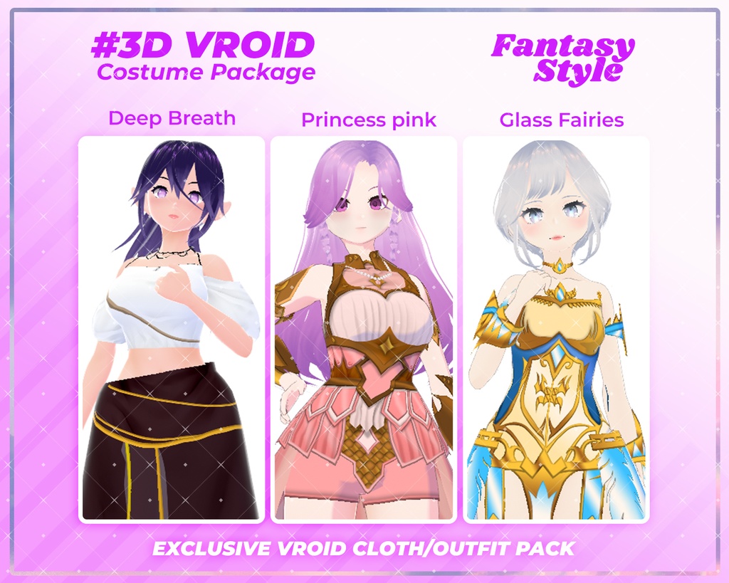 3D VRoid Outfit Pack Enchanted Princess Fantasy Wear for VRoid Models | VRoid Clothes, VRoid Costume, VRoid Fantasy Fashion