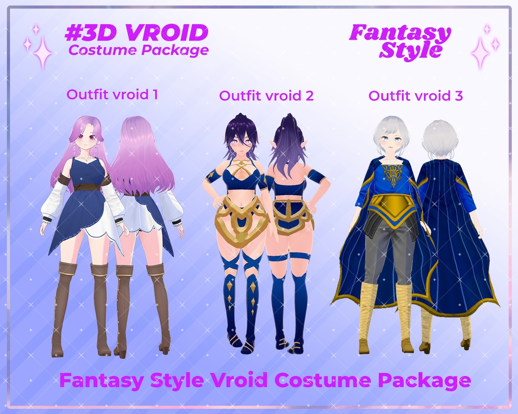 3D VRoid Outfit Pack Medieval Fantasy Attire for VRoid Models | VRoid Clothes, VRoid Costume, VRoid RPG Fashion