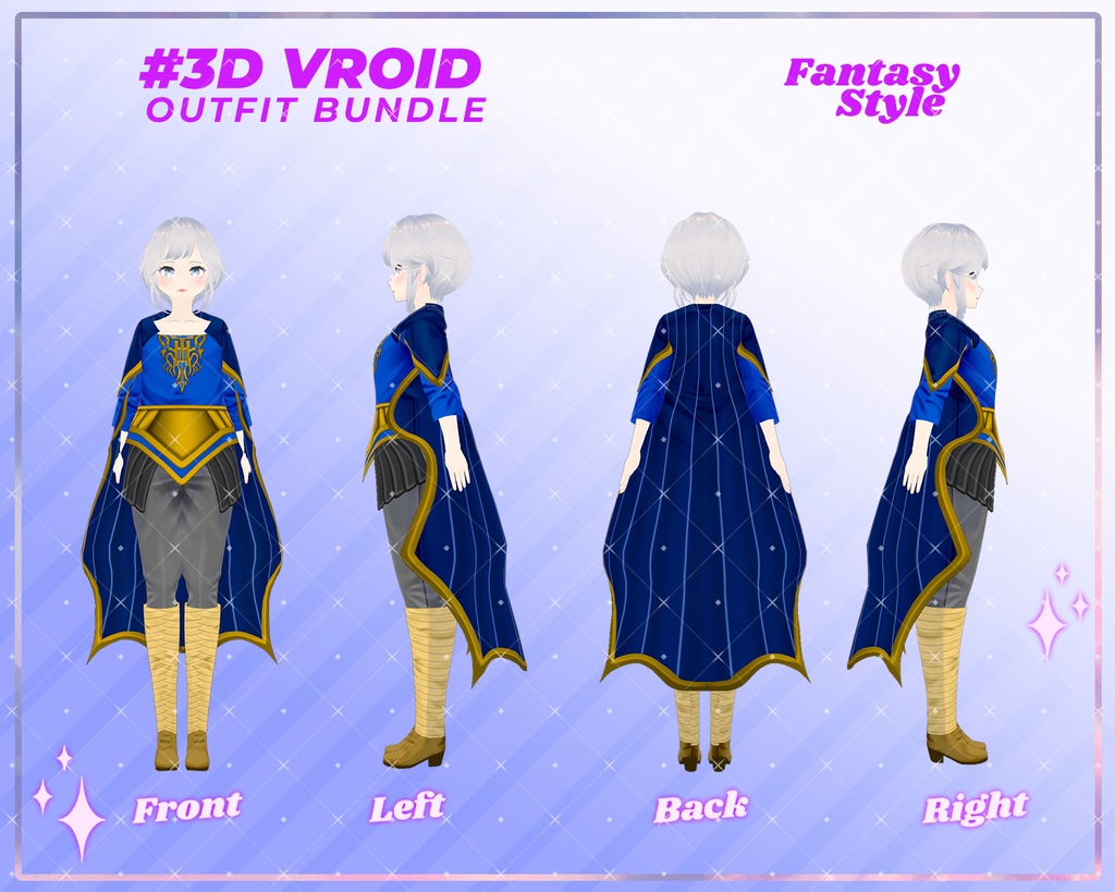 3D VRoid Outfit Pack Medieval Fantasy Attire for VRoid Models | VRoid Clothes, VRoid Costume, VRoid RPG Fashion