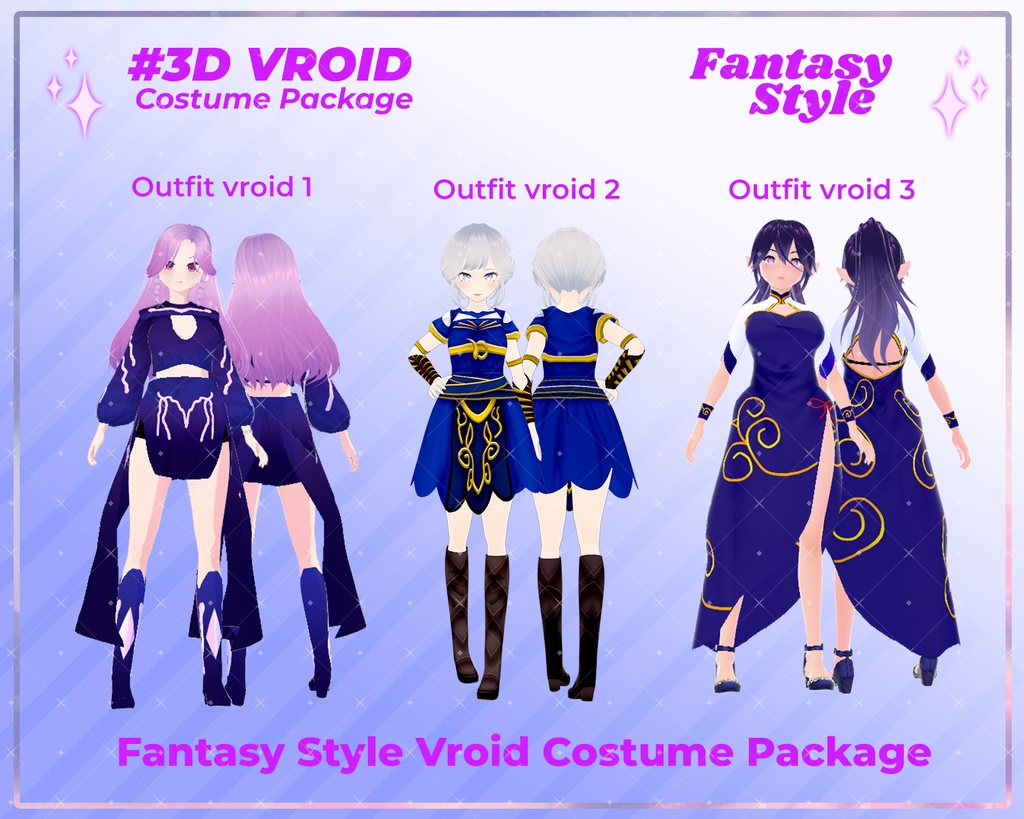 3D VRoid Outfit Pack Enchanted Royal & Mystic Attire for VRoid Models | VRoid Clothes, VRoid Costume, VRoid Fantasy Fashion