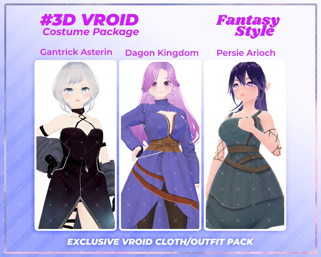 3D VRoid Outfit Pack Mystic Kingdom & Enchanted Dresses for VRoid Models | VRoid Clothes, VRoid Costume, VRoid Fantasy Fashion