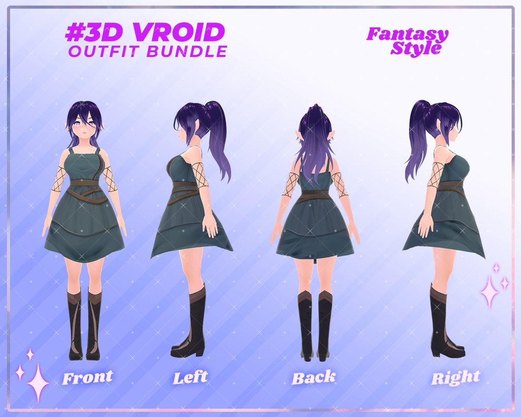 3D VRoid Outfit Pack Mystic Kingdom & Enchanted Dresses for VRoid Models | VRoid Clothes, VRoid Costume, VRoid Fantasy Fashion