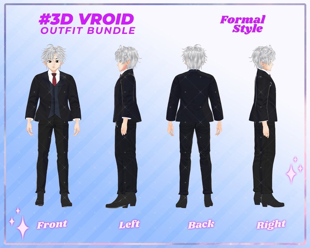 3D VRoid Outfit Pack Elegant & Sophisticated Formal Suits for VRoid Models | VRoid Clothes, VRoid Costume, VRoid Business Fashion