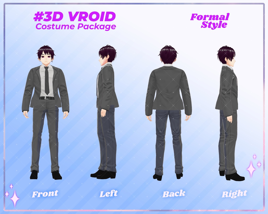 3D VRoid Outfit Pack Elegant & Sophisticated Formal Suits for VRoid Models | VRoid Clothes, VRoid Costume, VRoid Business Fashion