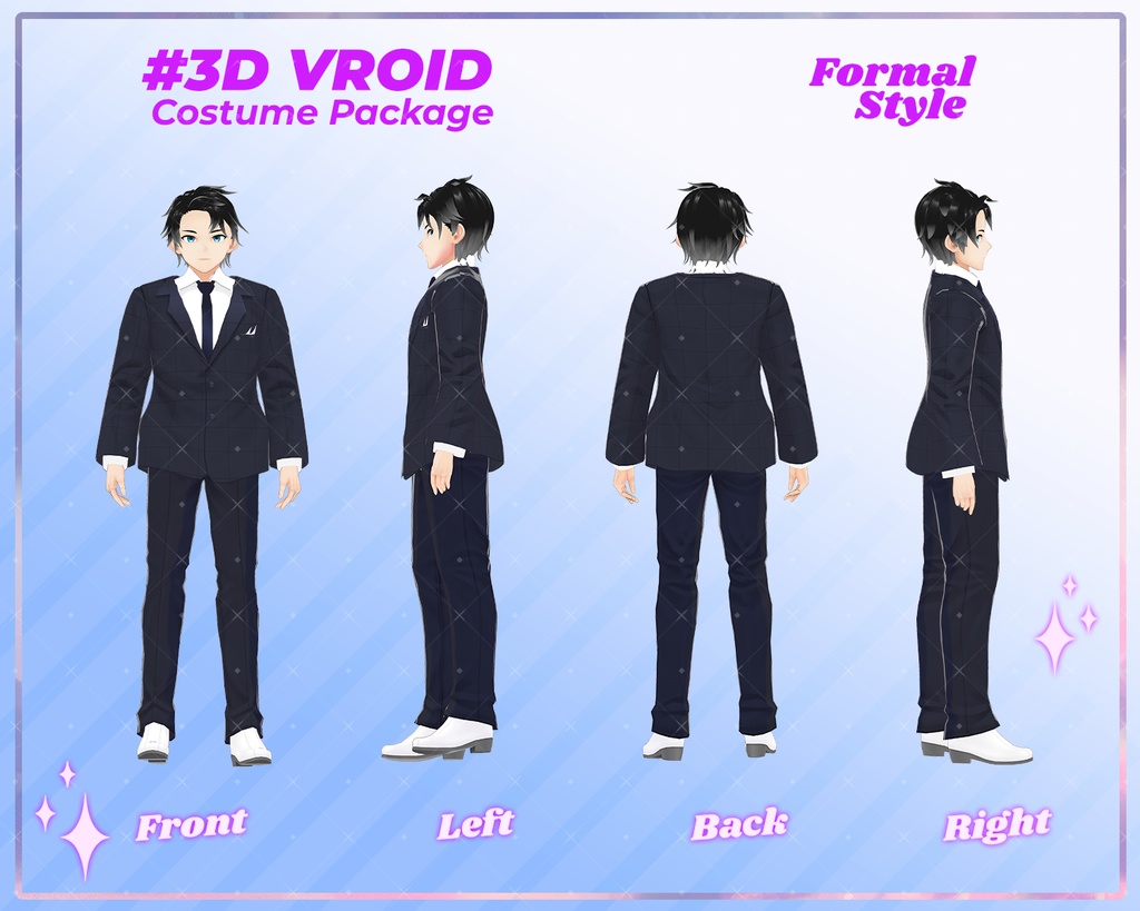 3D VRoid Outfit Pack Elegant & Sophisticated Formal Suits for VRoid Models | VRoid Clothes, VRoid Costume, VRoid Business Fashion