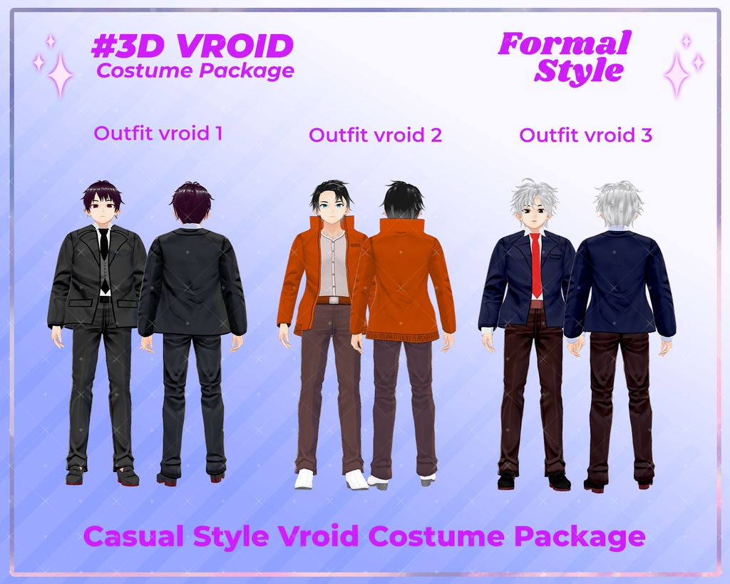 3D VRoid Outfit Pack Stylish & Versatile Formal Wear for VRoid Models | VRoid Clothes, VRoid Costume, VRoid Business Fashion