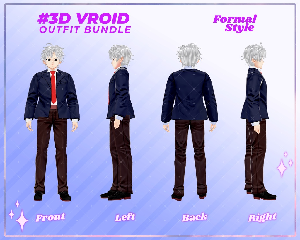 3D VRoid Outfit Pack Stylish & Versatile Formal Wear for VRoid Models | VRoid Clothes, VRoid Costume, VRoid Business Fashion