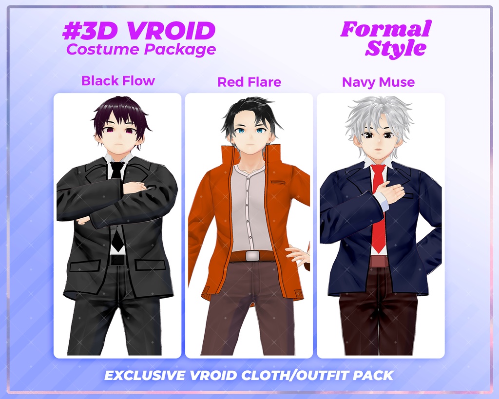 3D VRoid Outfit Pack Stylish & Versatile Formal Wear for VRoid Models | VRoid Clothes, VRoid Costume, VRoid Business Fashion