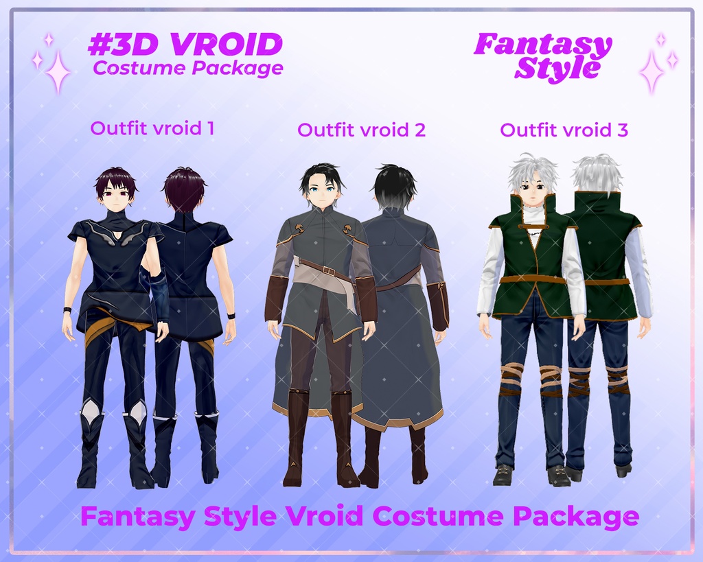3D VRoid Outfit Pack Warrior & Medieval Fantasy Clothes for VRoid Models | VRoid Clothes, VRoid Costume, VRoid Fantasy Fashion