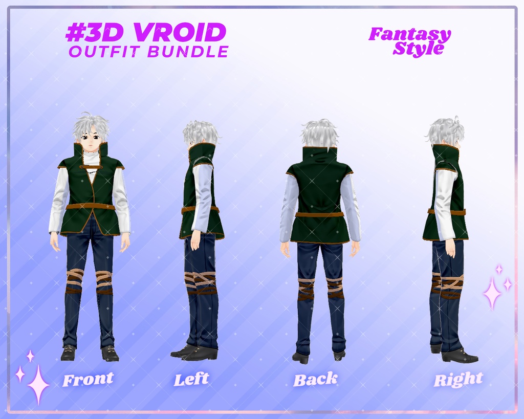 3D VRoid Outfit Pack Warrior & Medieval Fantasy Clothes for VRoid Models | VRoid Clothes, VRoid Costume, VRoid Fantasy Fashion