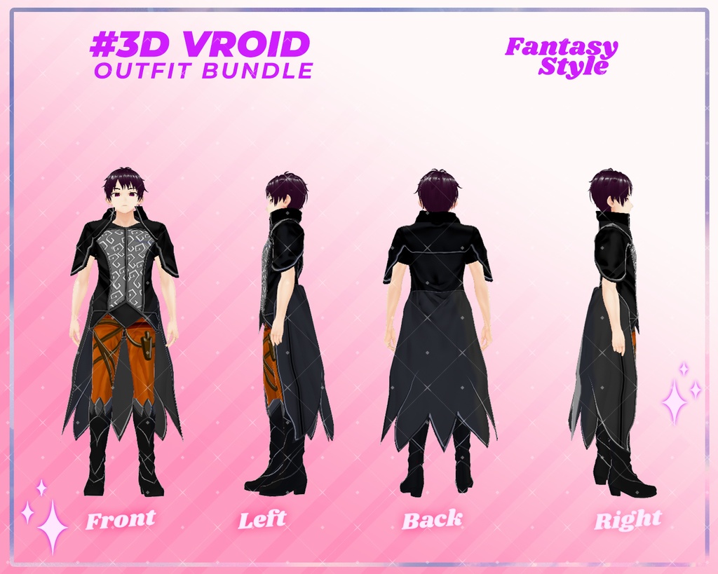 3D VRoid Outfit Pack Dark Knight & Royal Warrior Fantasy Clothes for VRoid Models | VRoid Clothes, VRoid Costume, VRoid RPG Fashion