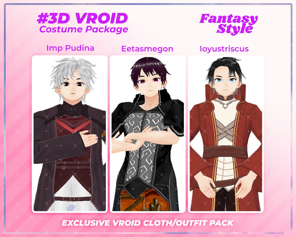 3D VRoid Outfit Pack Dark Knight & Royal Warrior Fantasy Clothes for VRoid Models | VRoid Clothes, VRoid Costume, VRoid RPG Fashion